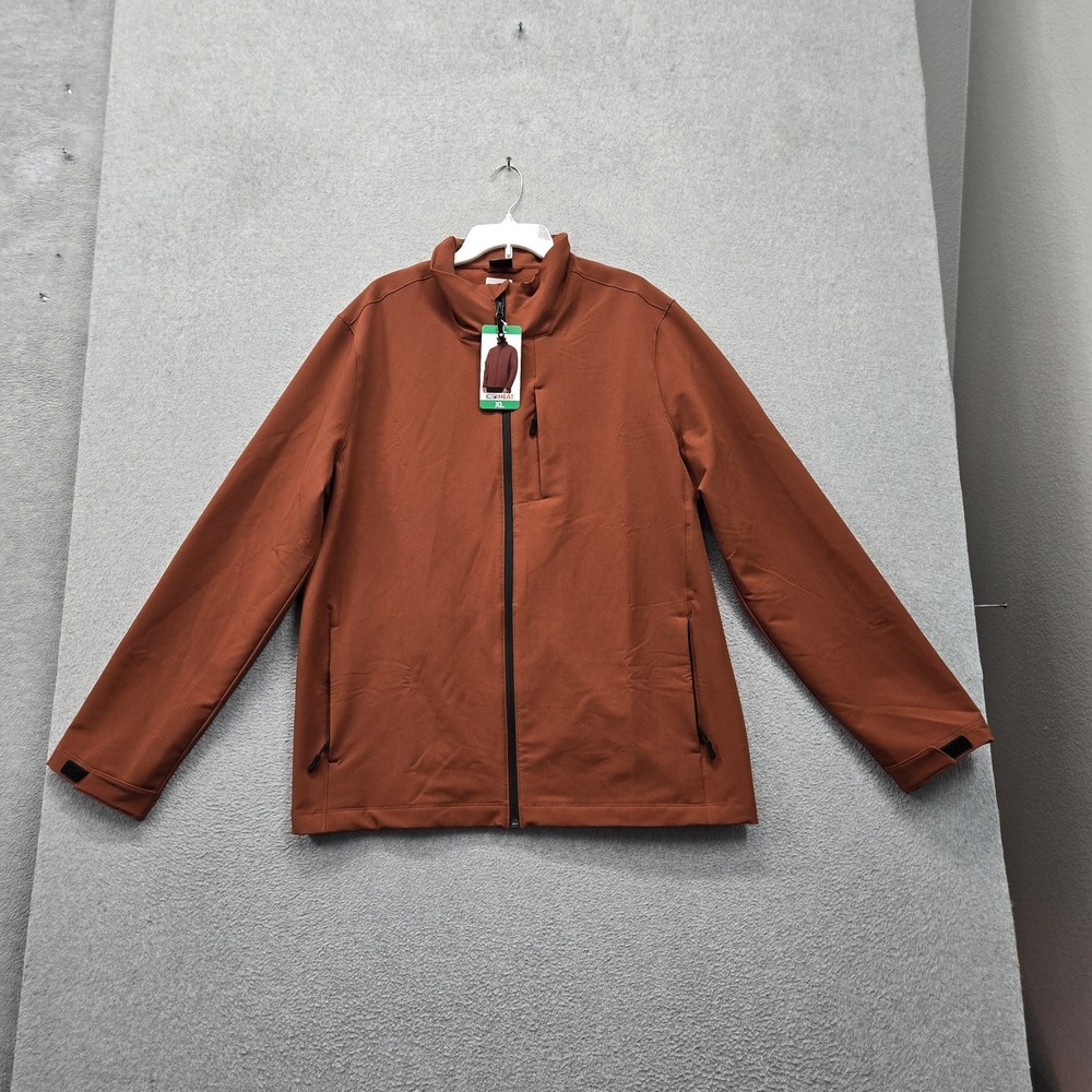 32 Degrees Men Jacket XL Orange Fleece HEAT Activewear Zipper Logo Stretch NWT